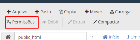 Instruções chmod 777 cpanel